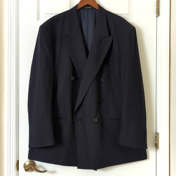 Givenchy Other - Givenchy Monsieur 80's Vintage Union Made Double Breasted Blazer Jacket Navy 51R